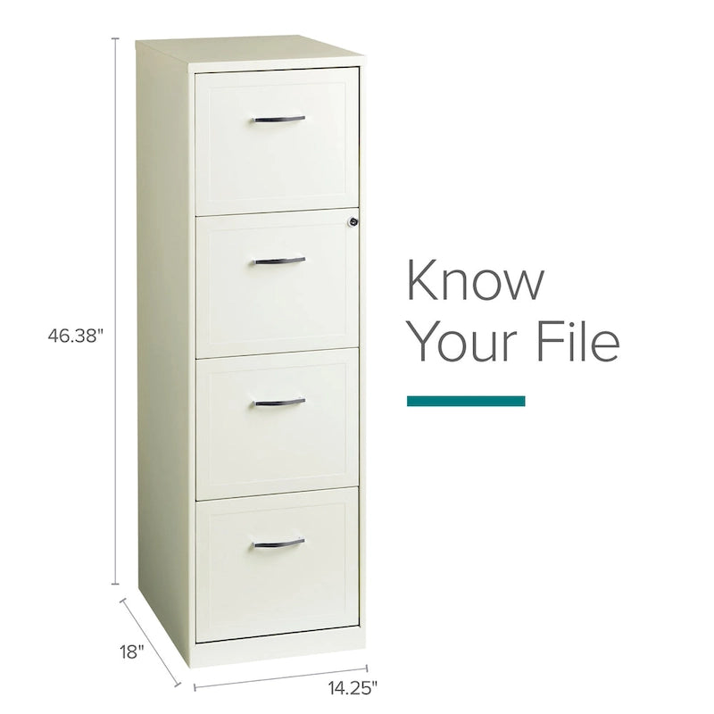 Pearl White 4 Drawer Metal Vertical File Cabinet