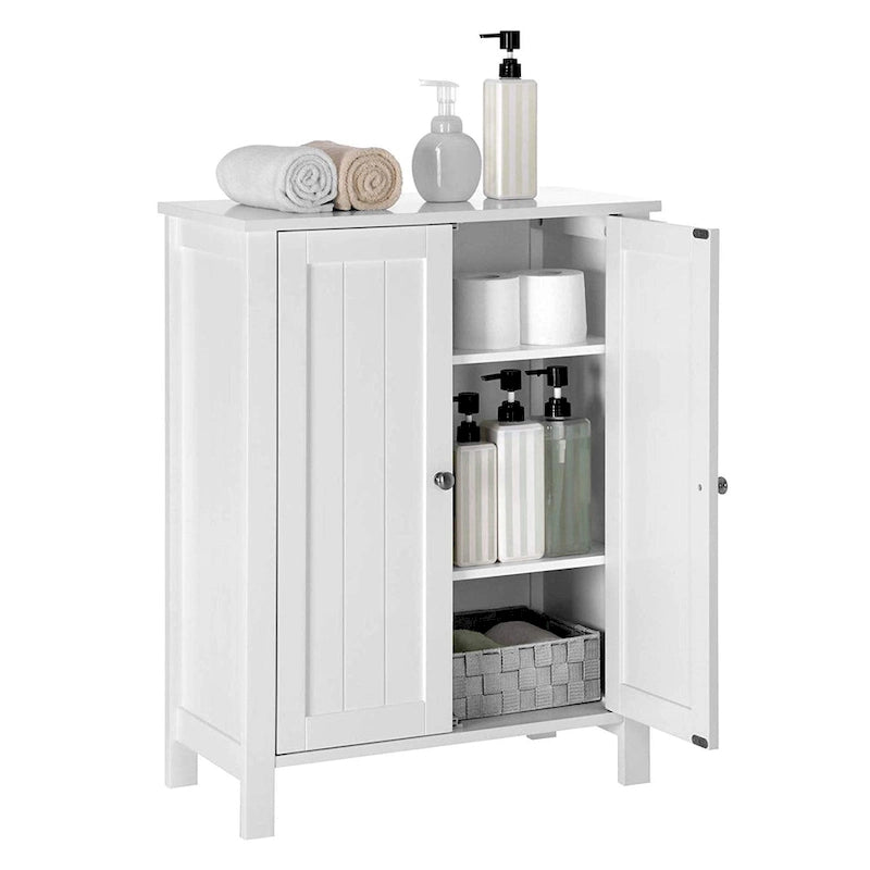 White Storage Cabinet with Double Door Adjustable Shelf