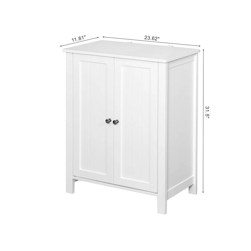 White Storage Cabinet with Double Door Adjustable Shelf
