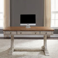 Bureau secrétaire blanc antique avec plateau couleur châtaigne
