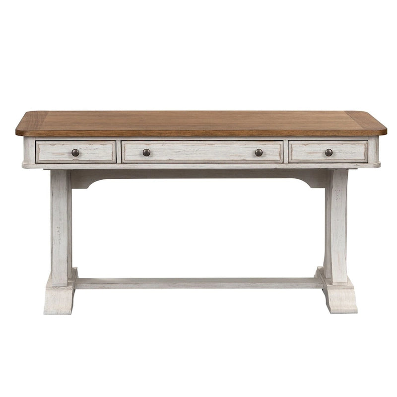 Bureau secrétaire blanc antique avec plateau couleur châtaigne