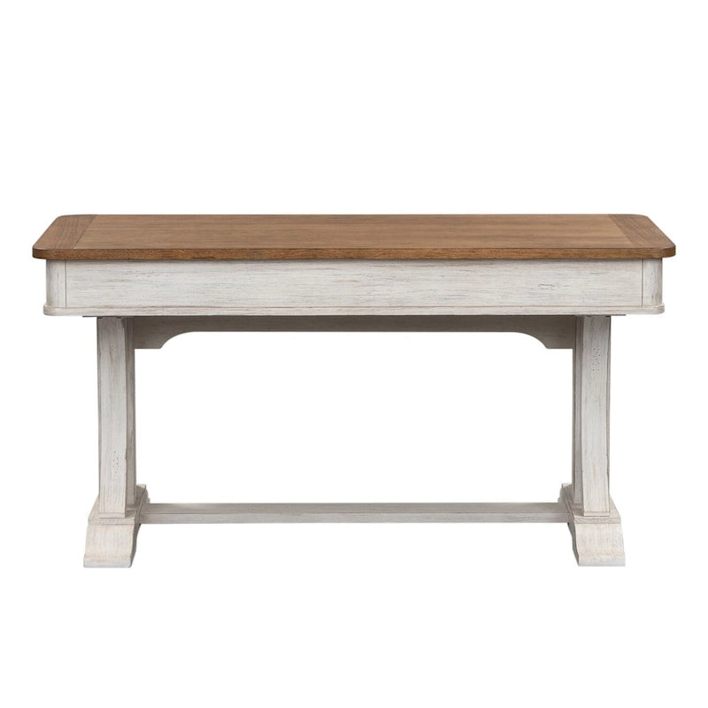 Bureau secrétaire blanc antique avec plateau couleur châtaigne