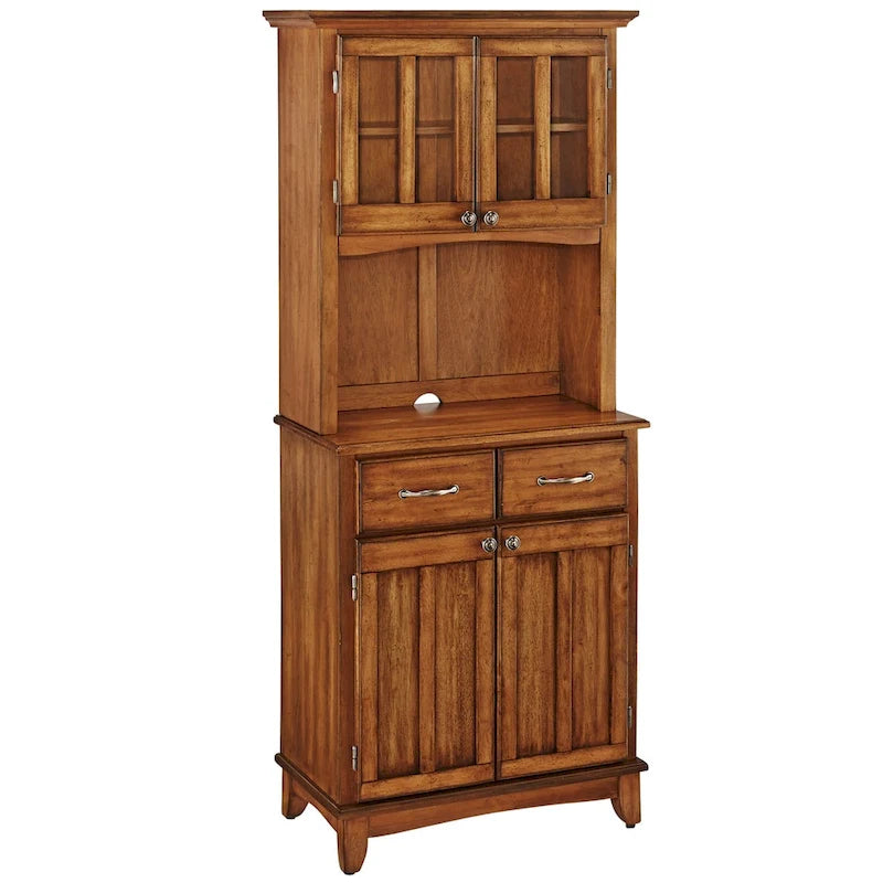 Cottage Oak Storage Hutch with Wood Top