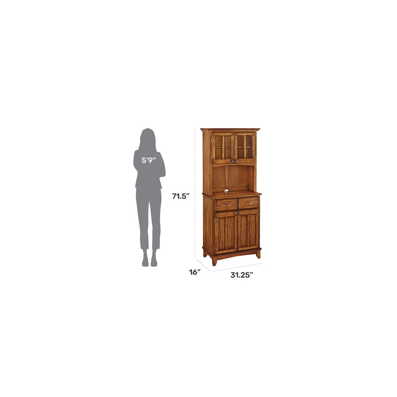 Cottage Oak Storage Hutch with Wood Top