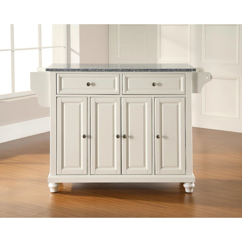 Crosley Cambridge Solid Granite Top Kitchen Island in Vintage Mahogany Finish - 51.5W x 18D x 36H