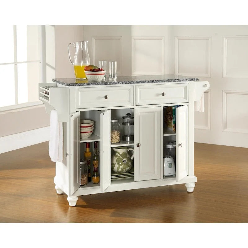 Îlot de cuisine avec plateau en granit massif, finition acajou vintage - 51,5L x 18P x 36H