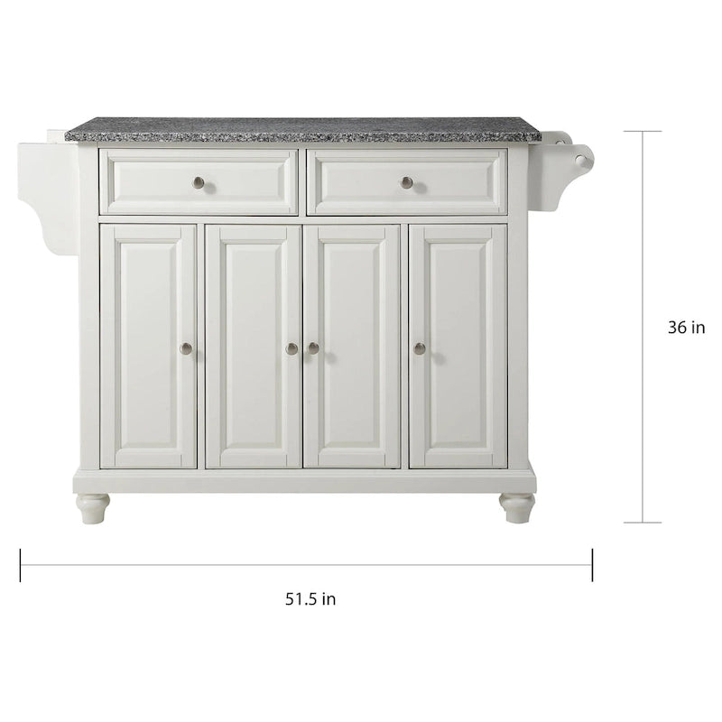 Solid Granite Top Kitchen Island in Vintage Mahogany Finish - 51.5W x 18D x 36H