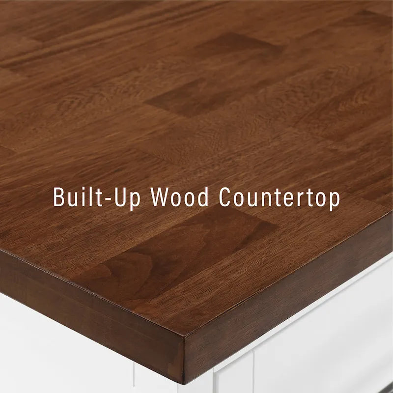 Îlot de cuisine plateau bois avec tabourets carrés rembourrés - 50p x 42l x 36h