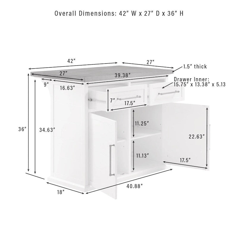 Îlot de cuisine plateau bois avec tabourets carrés rembourrés - 50p x 42l x 36h