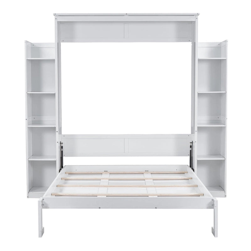 Lit escamotable Queen Size avec étagères et éclairage LED