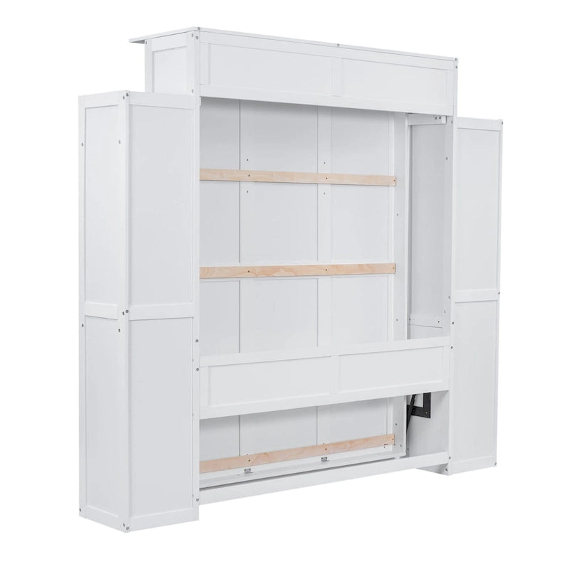 Lit escamotable Queen Size avec étagères et éclairage LED