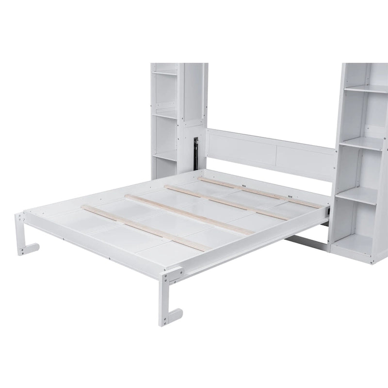 Lit escamotable Queen Size avec étagères et éclairage LED