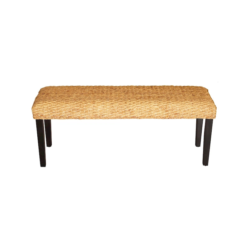 Solid Wood Natural Water Hyacinth Indoor Bench