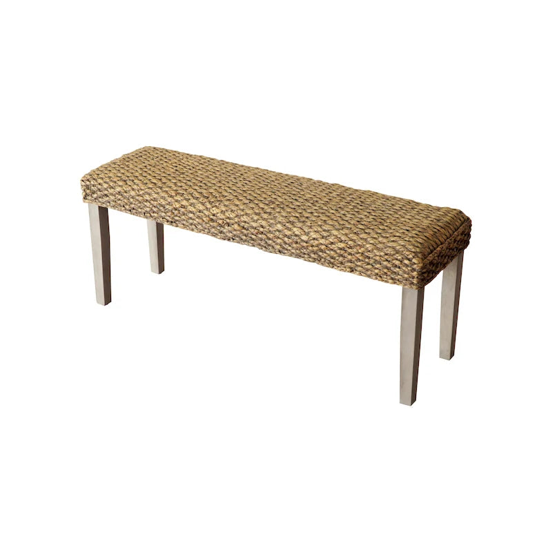 Solid Wood Natural Water Hyacinth Indoor Bench