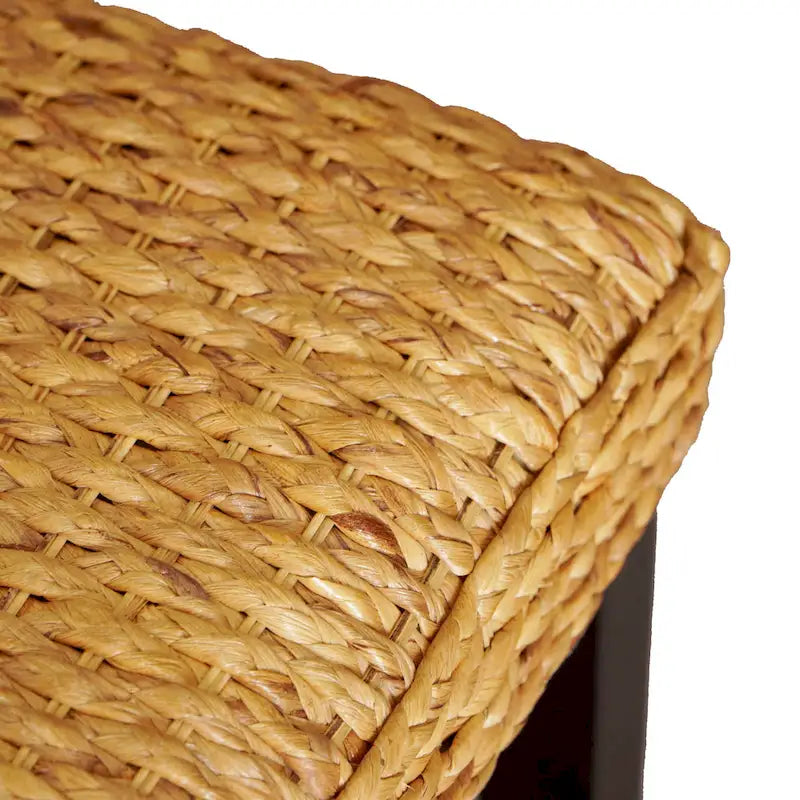 Solid Wood Natural Water Hyacinth Indoor Bench