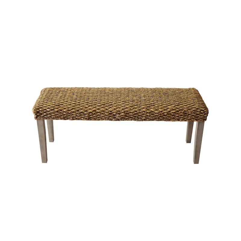 Solid Wood Natural Water Hyacinth Indoor Bench