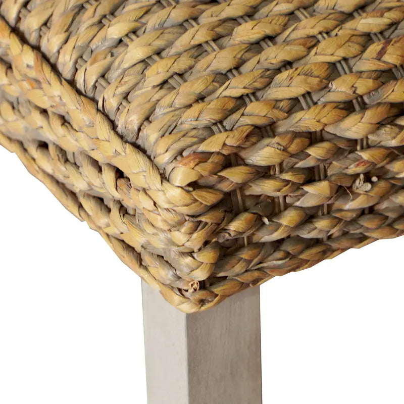 Solid Wood Natural Water Hyacinth Indoor Bench