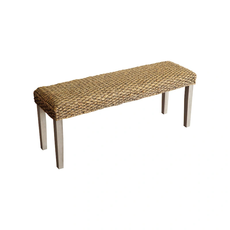 Solid Wood Natural Water Hyacinth Indoor Bench