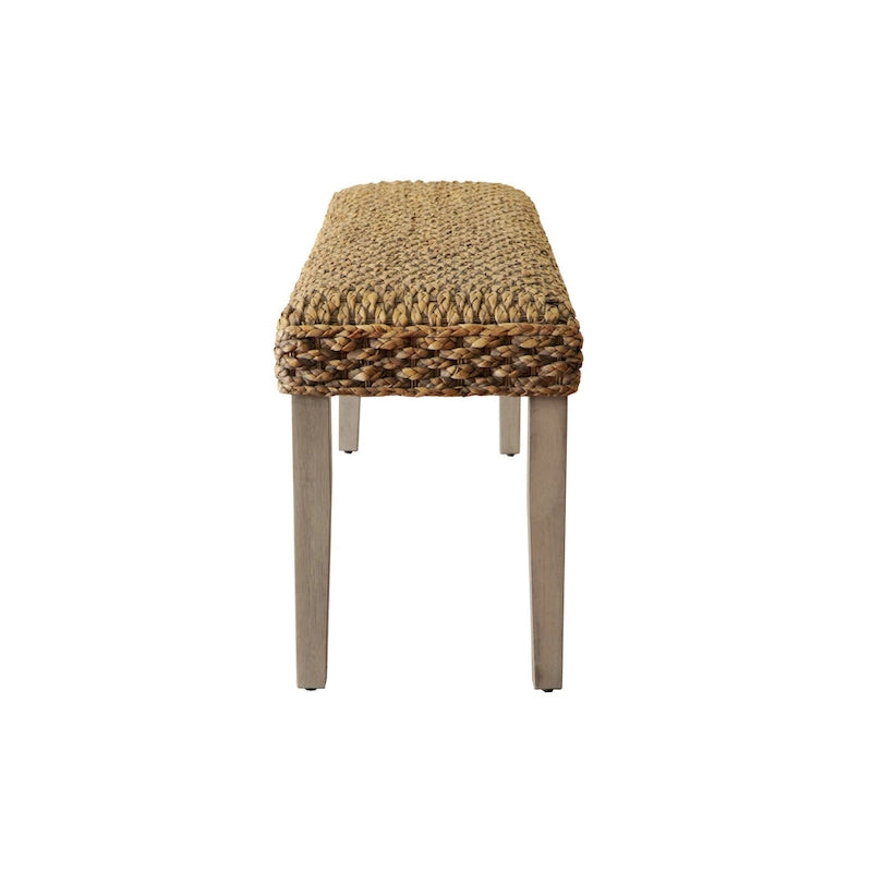 Solid Wood Natural Water Hyacinth Indoor Bench