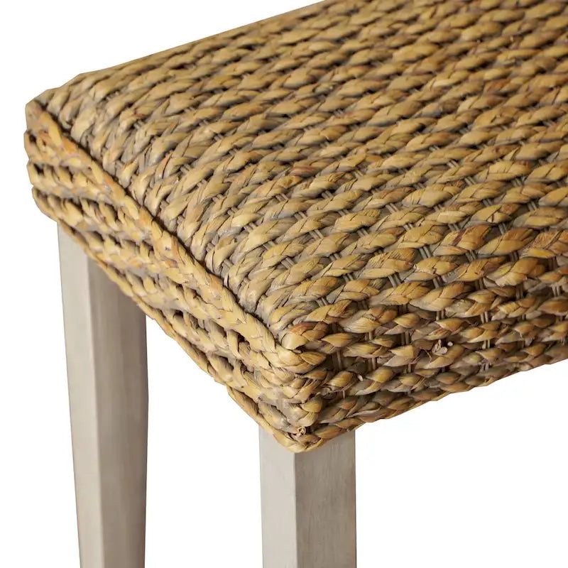 Solid Wood Natural Water Hyacinth Indoor Bench