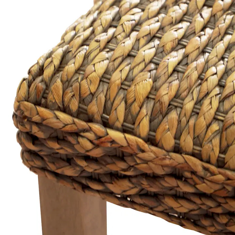 Solid Wood Natural Water Hyacinth Indoor Bench