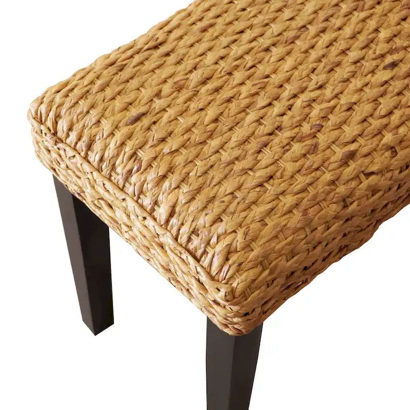 Solid Wood Natural Water Hyacinth Indoor Bench