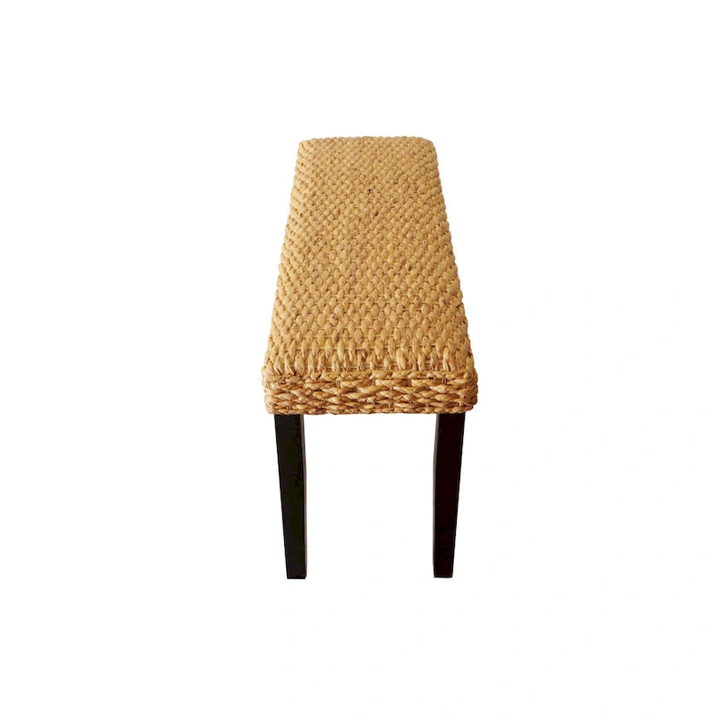 Solid Wood Natural Water Hyacinth Indoor Bench