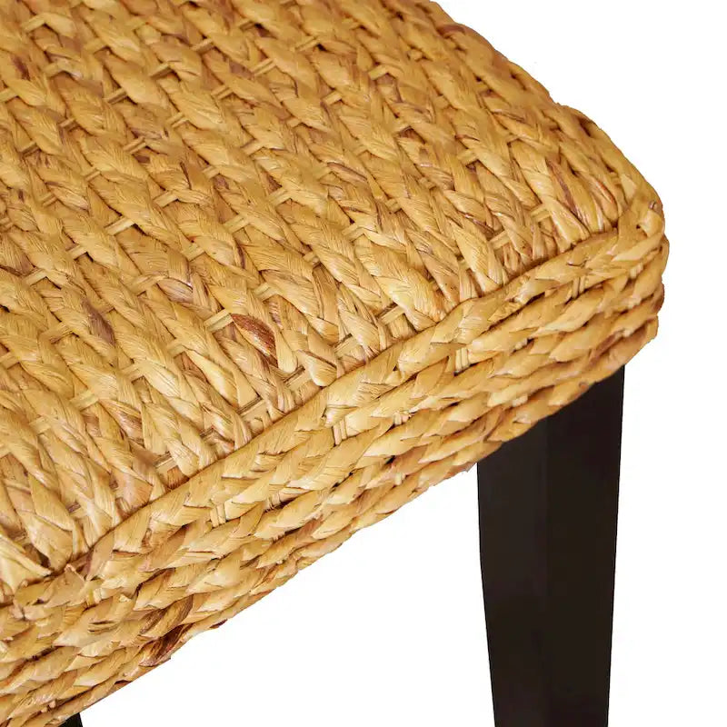 Solid Wood Natural Water Hyacinth Indoor Bench