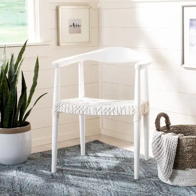 Leather Woven Accent Chair - 25 W x 20.9 L x 30.9 H
