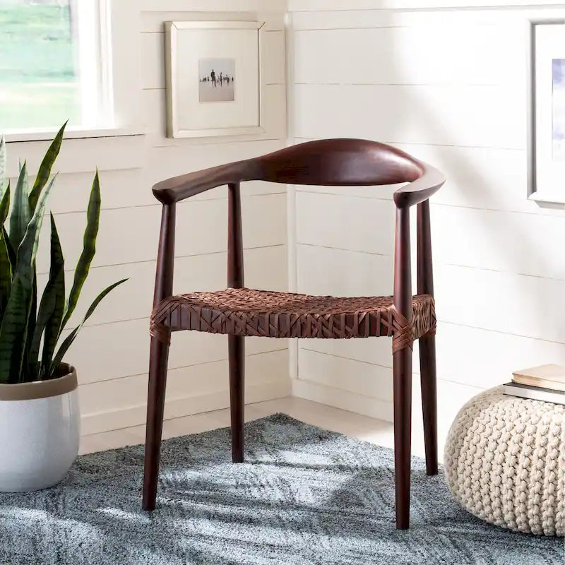Leather Woven Accent Chair - 25 W x 20.9 L x 30.9 H