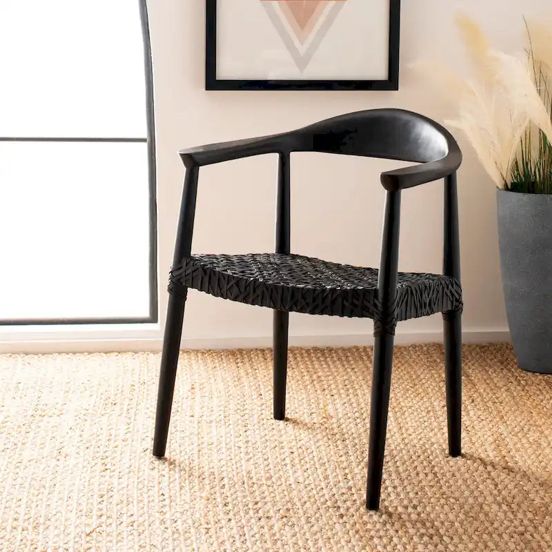 Leather Woven Accent Chair - 25 W x 20.9 L x 30.9 H