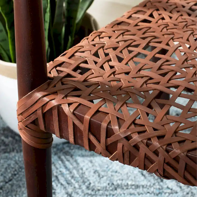 Leather Woven Accent Chair - 25 W x 20.9 L x 30.9 H