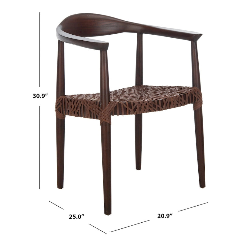 Leather Woven Accent Chair - 25 W x 20.9 L x 30.9 H