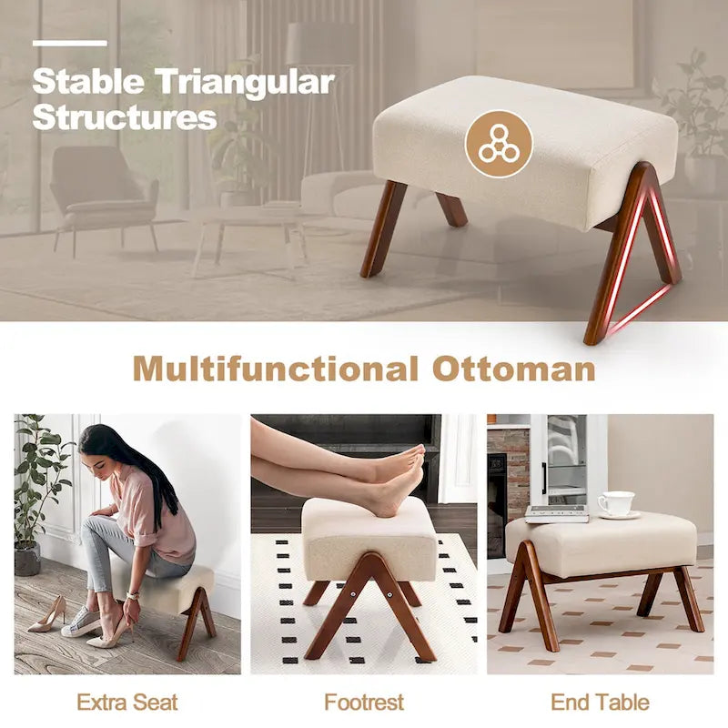Fauteuil à bascule avec pouf en tissu rembourré planeur à bascule