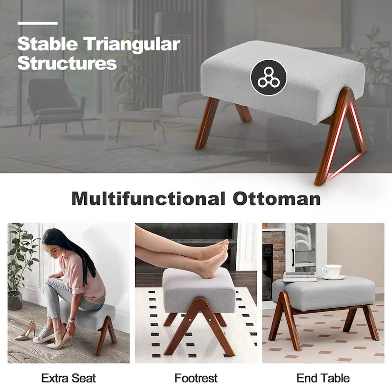 Fauteuil à bascule avec pouf en tissu rembourré planeur à bascule