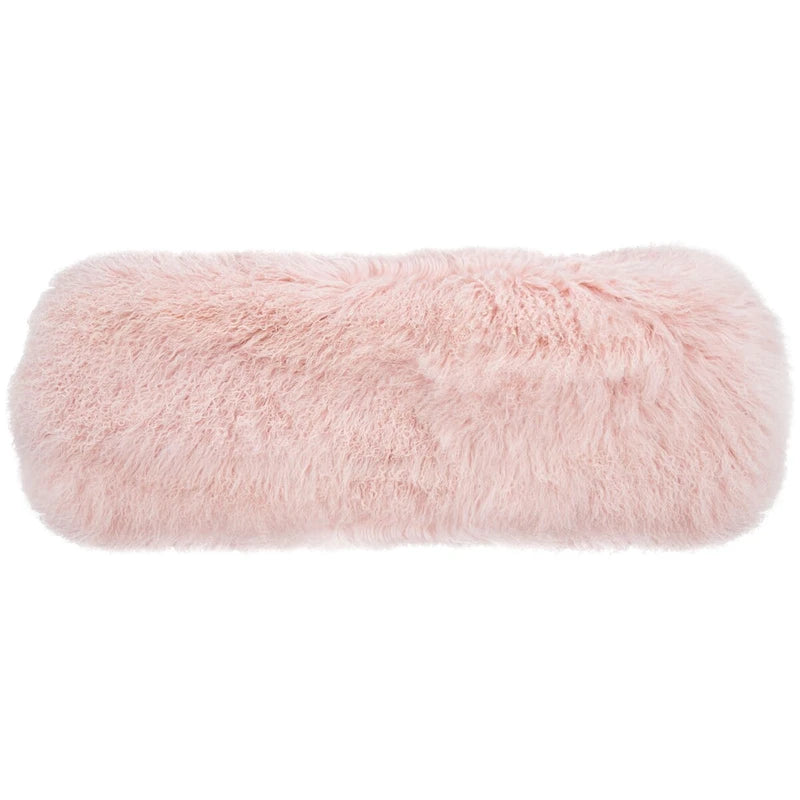 Ottoman moderne en peau de mouton véritable avec pieds en acrylique transparent