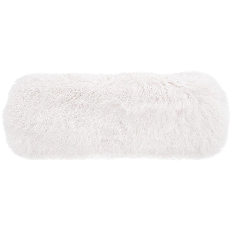 Ottoman moderne en peau de mouton véritable avec pieds en acrylique transparent