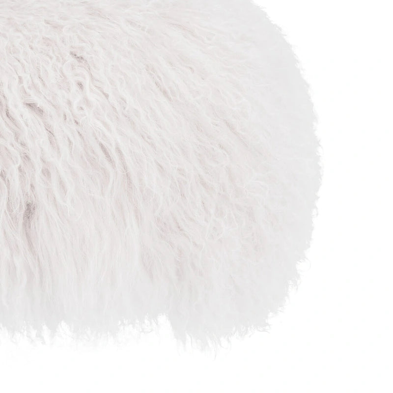 Ottoman moderne en peau de mouton véritable avec pieds en acrylique transparent