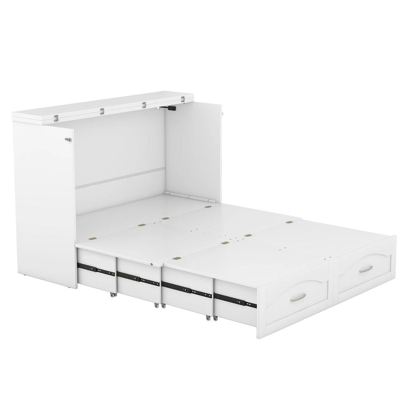 Lit escamotable Queen/Double avec tiroir, prises et ports USB
