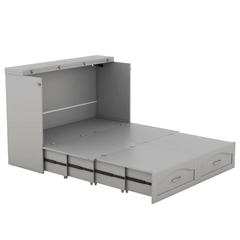 Lit escamotable Queen/Double avec tiroir, prises et ports USB