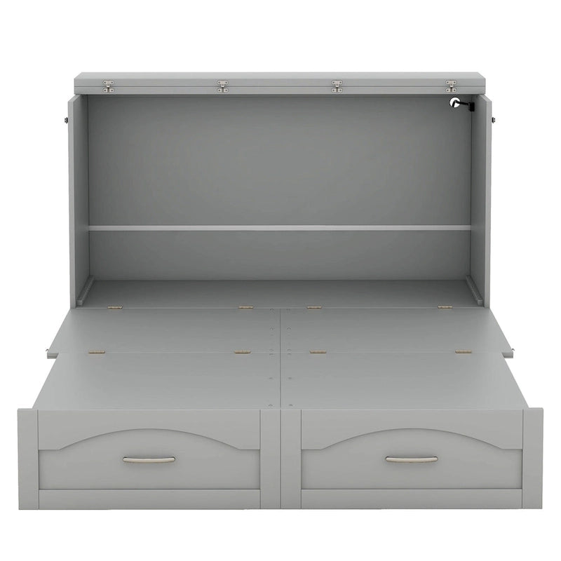 Lit escamotable Queen/Double avec tiroir, prises et ports USB