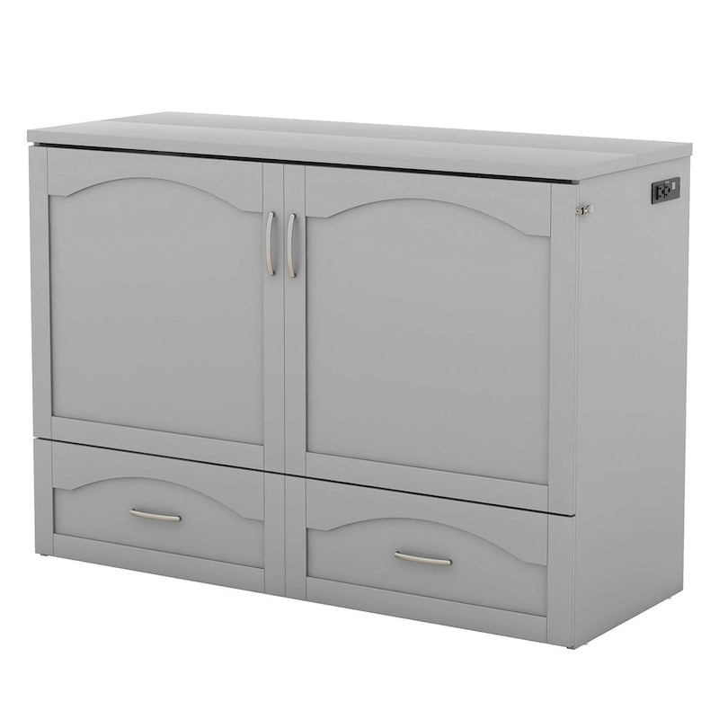 Lit escamotable Queen/Double avec tiroir, prises et ports USB