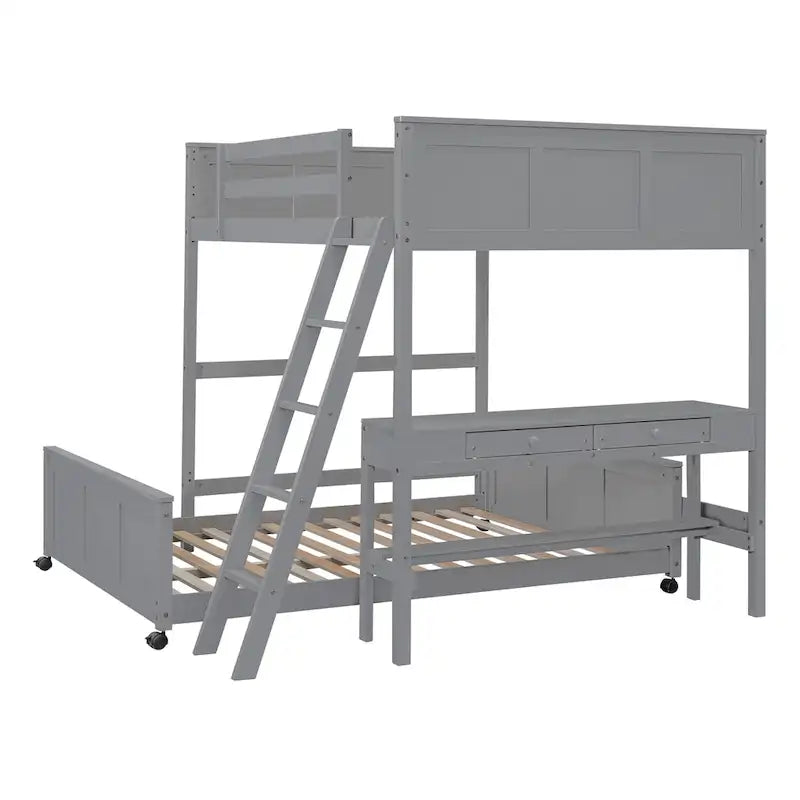 Lit superposé double sur double/double sur double avec bureau