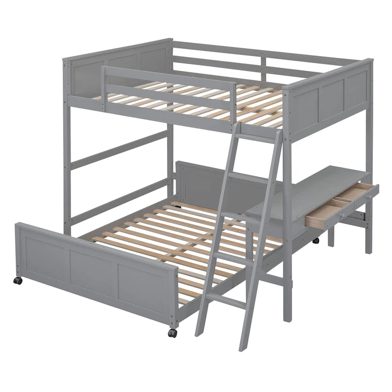 Lit superposé double sur double/double sur double avec bureau