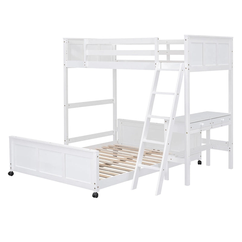 Lit superposé double sur double/double sur double avec bureau