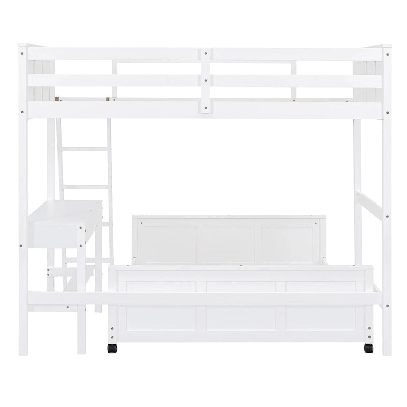 Lit superposé double sur double/double sur double avec bureau