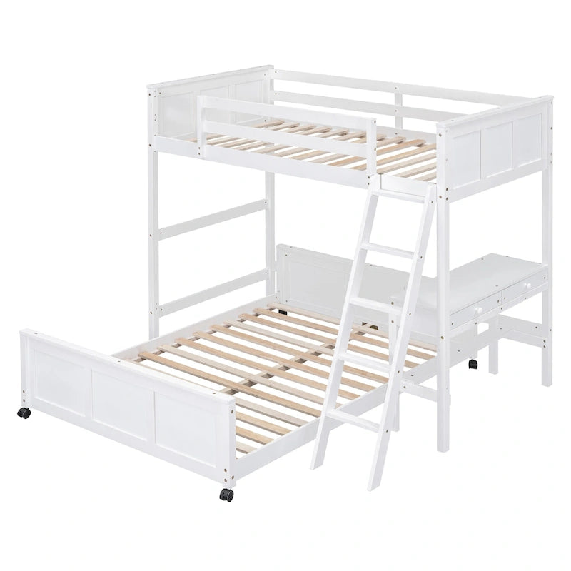 Lit superposé double sur double/double sur double avec bureau
