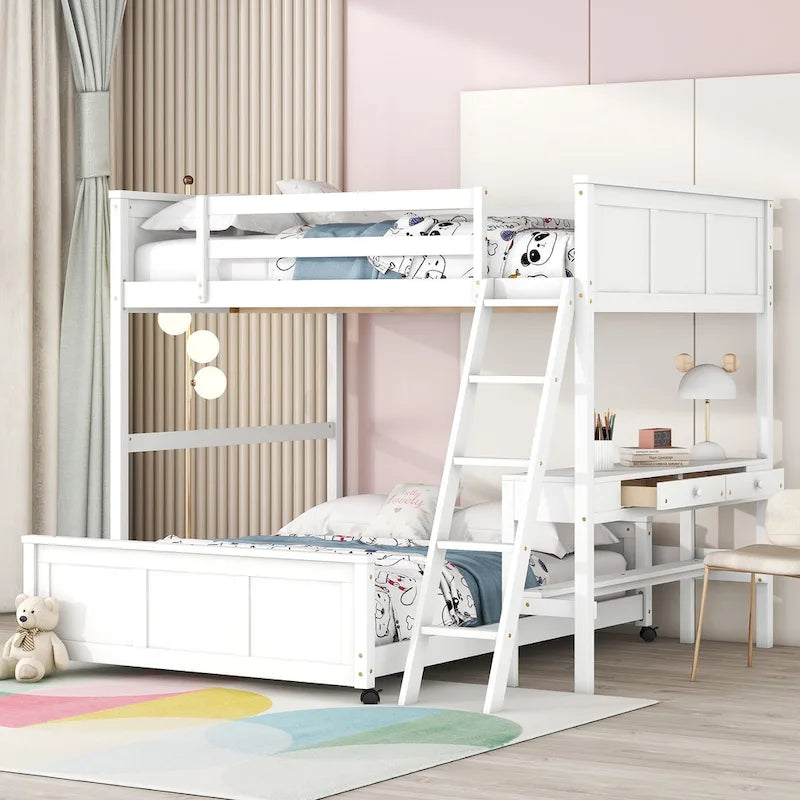 Lit superposé double sur double/double sur double avec bureau