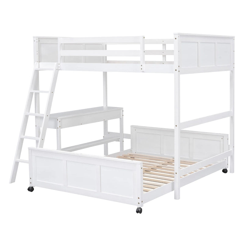 Lit superposé double sur double/double sur double avec bureau