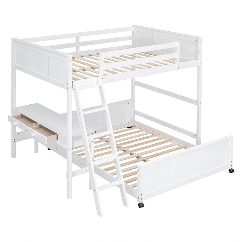 Lit superposé double sur double/double sur double avec bureau